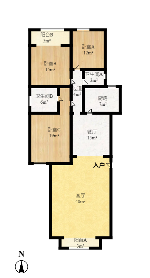 雍景园  3室2厅2卫   215.00万室内图1