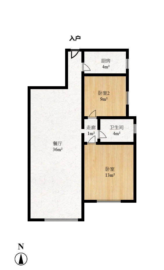 未来蜂巢  2室2厅1卫    1500.0元/月户型图