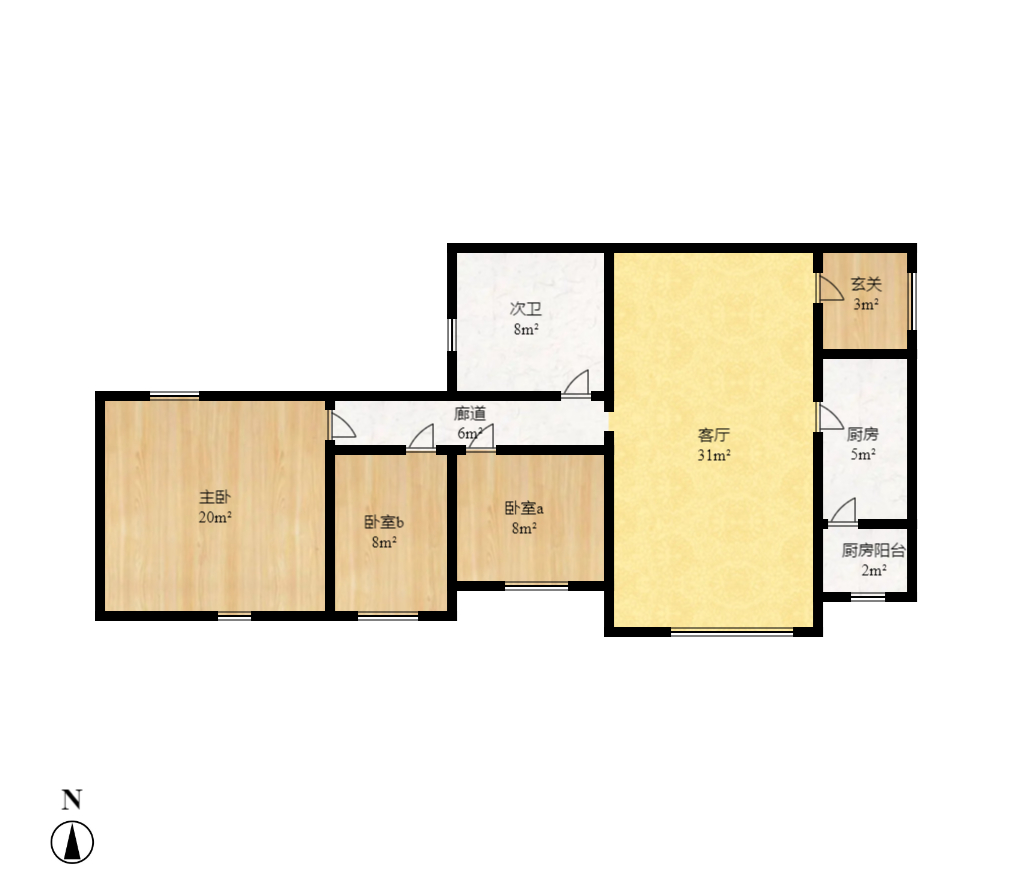 好莱城(弘德西街) 3室2厅1卫 2600.0元/月 好莱城(弘德西街) 3室2厅1卫 2600.0元/月户型图