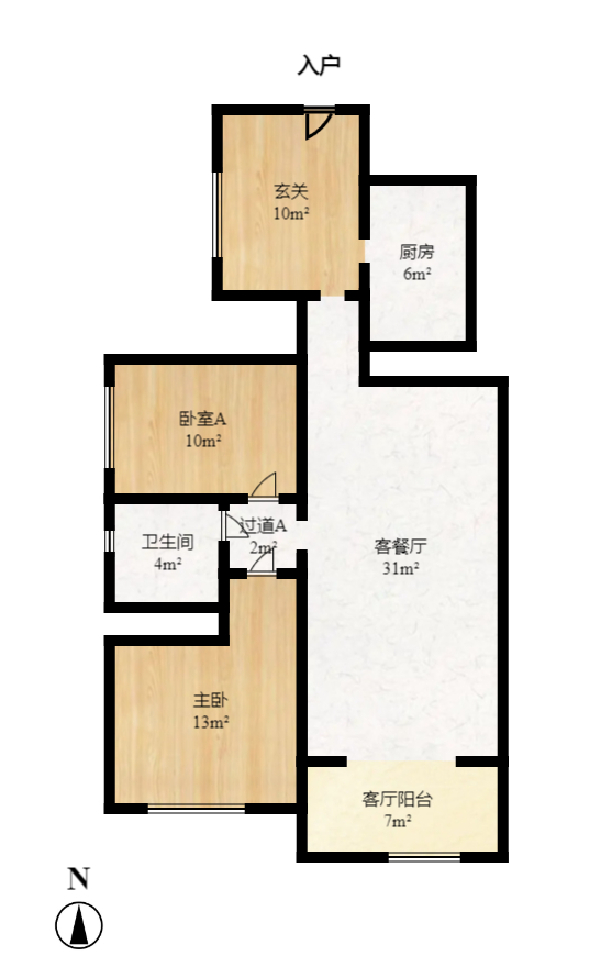 卓越蔚蓝海岸三期  2室2厅1卫   100.00万室内图1