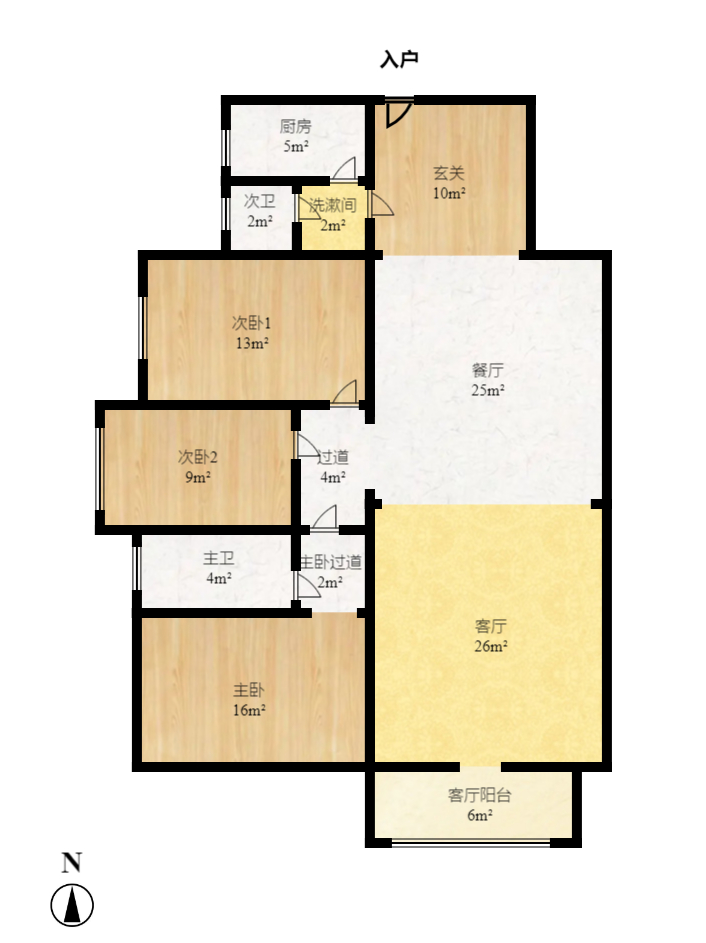 枫树园  4室2厅2卫    3000.0元/月户型图