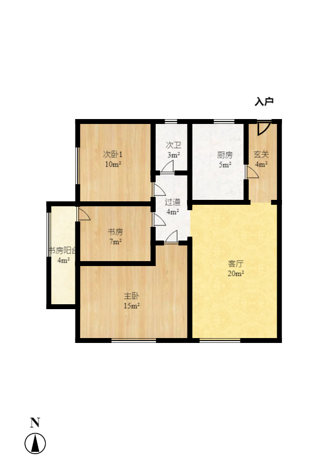 谷山庭院二期 3室2厅1卫 2200.0元/月 谷山庭院二期 3室2厅1卫 2200.0元/月户型图