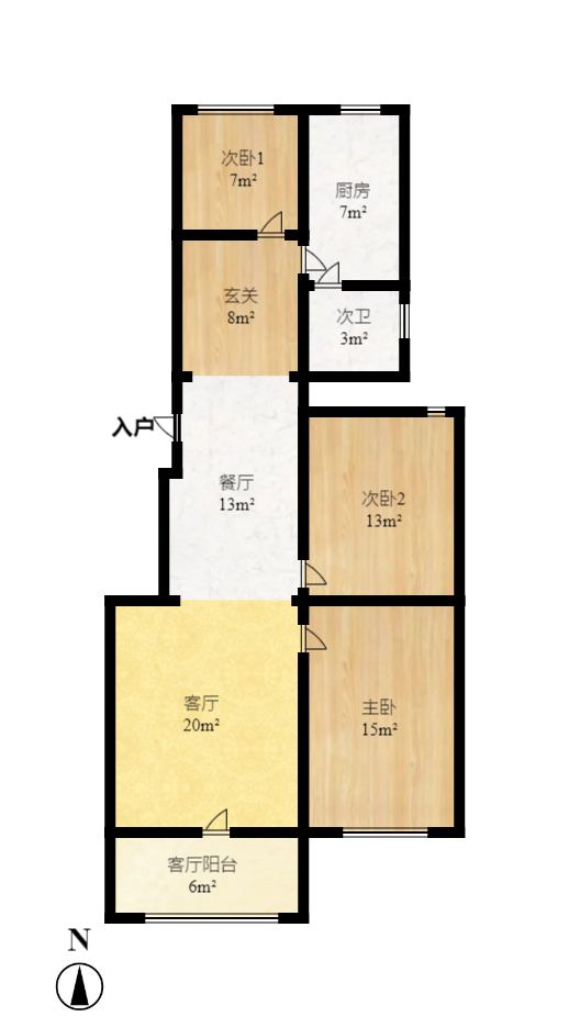 金色山庄  3室2厅1卫    2200.0元/月户型图