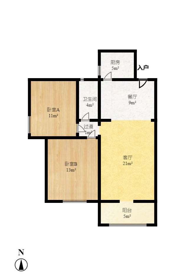 紫晶城  2室2厅1卫   1700.00元/月室内图1