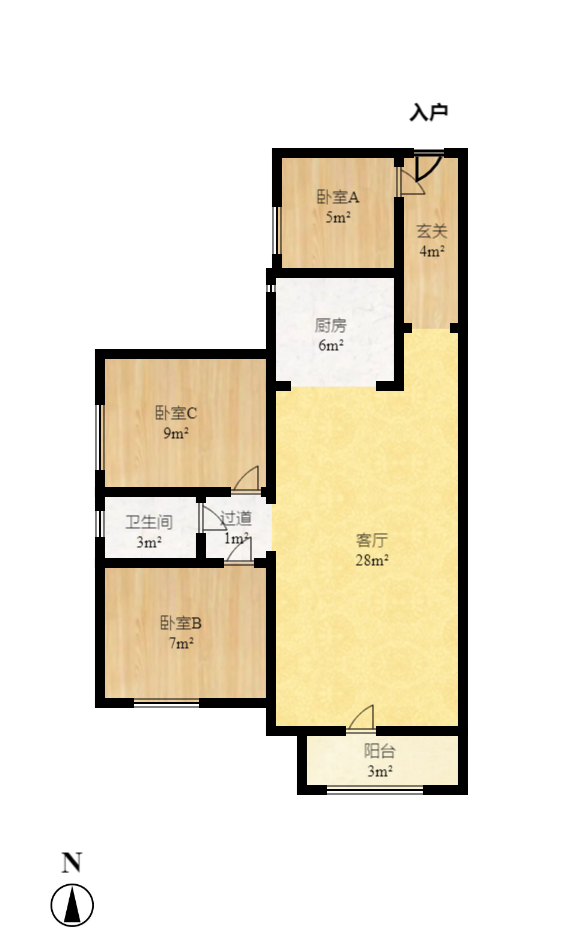 上林紫郡（锦顺和园）  1室0厅0卫   1600.00元/月户型图