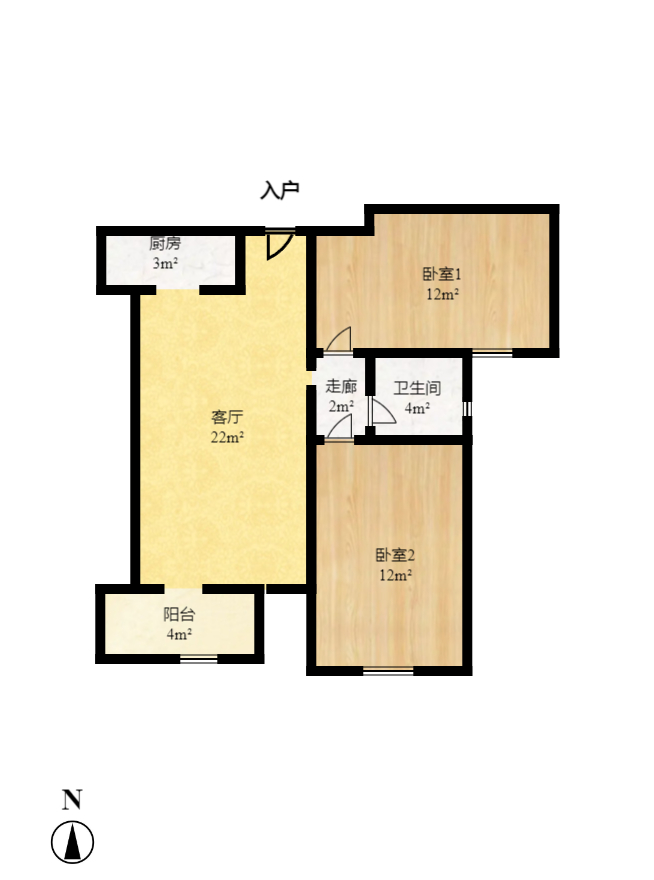 海伦春天  3室1厅1卫   1600.00元/月户型图