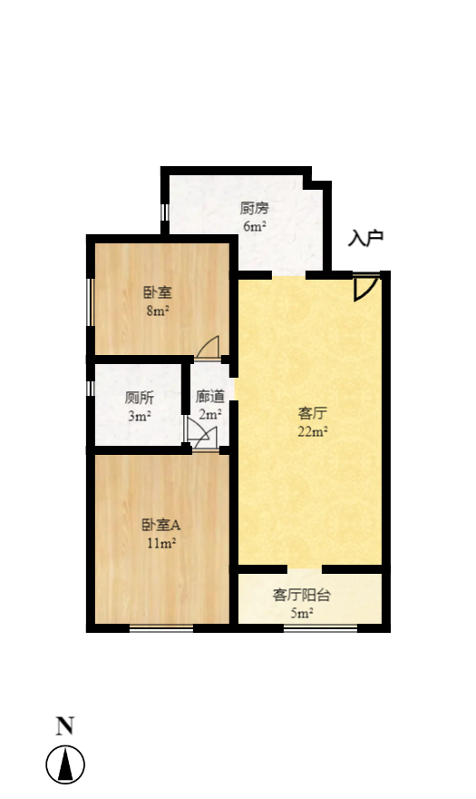 华润橡树湾  2室2厅1卫   75.00万室内图1