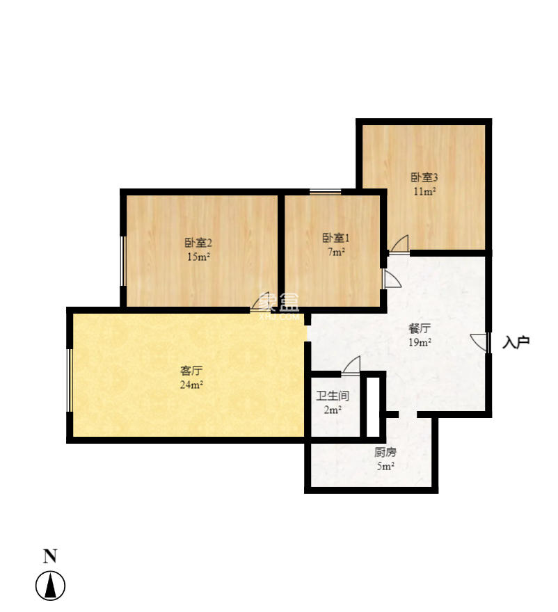 万国城(当代满庭春MOMA)三期 1室2厅2卫 2200.0元/月 万国城(当代满庭春MOMA)三期 1室2厅2卫 2200.0元/月户型图