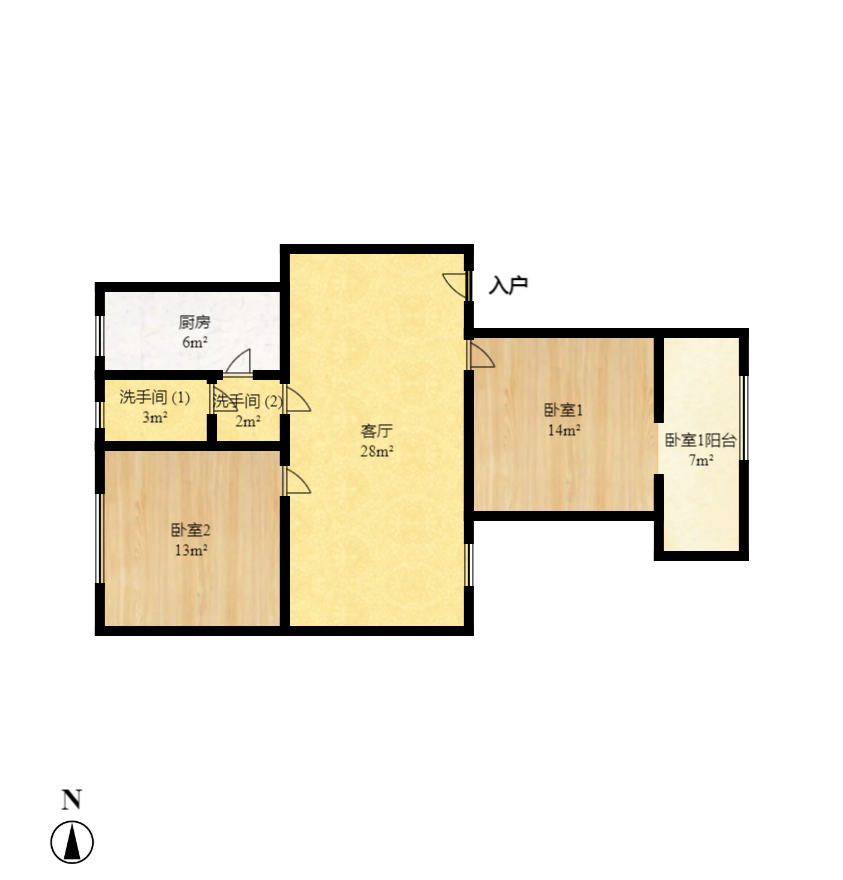 桂花路铁建宿舍  2室1厅1卫    1400.0元/月 桂花路铁建宿舍  2室1厅1卫    1400.0元/月户型图
