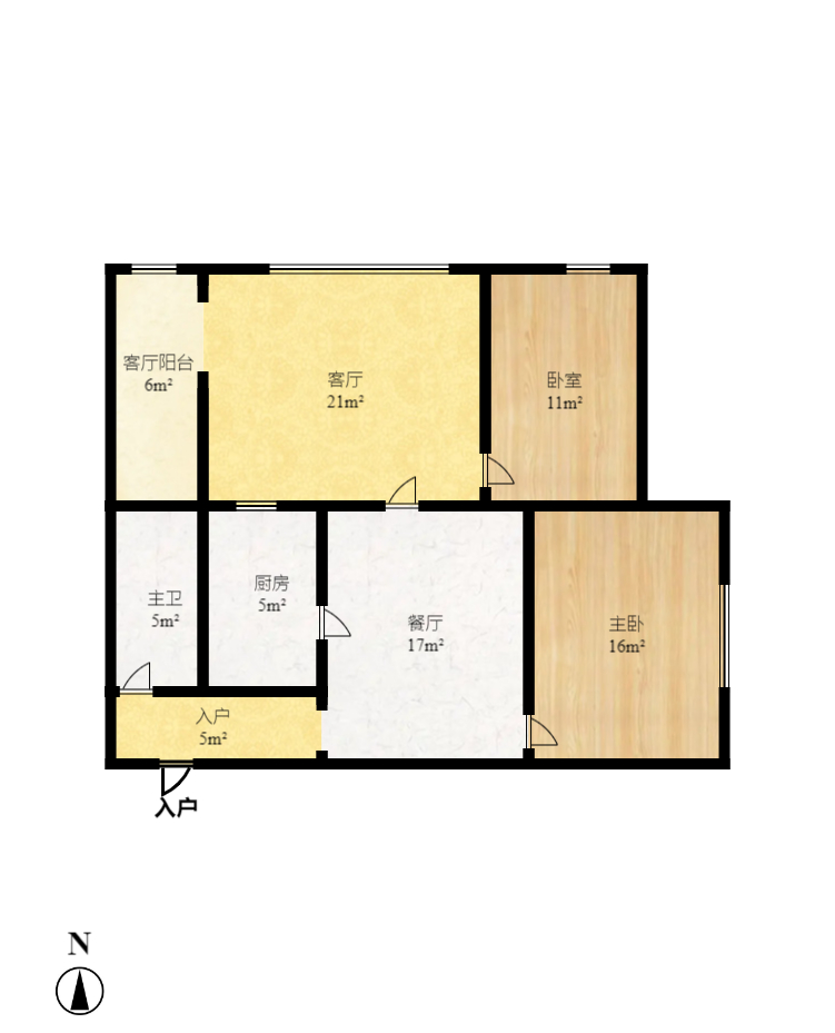 泰时三湘金地  3室2厅2卫   2200.00元/月户型图