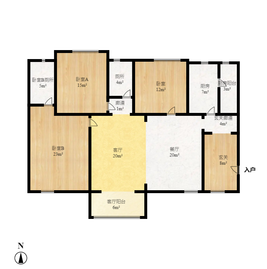 锑都家园  3室2厅2卫   2200.00元/月户型图