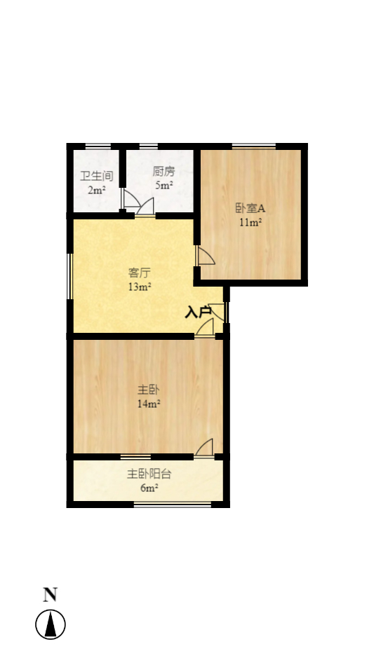 广厦新苑  2室1厅1卫   57.80万室内图1