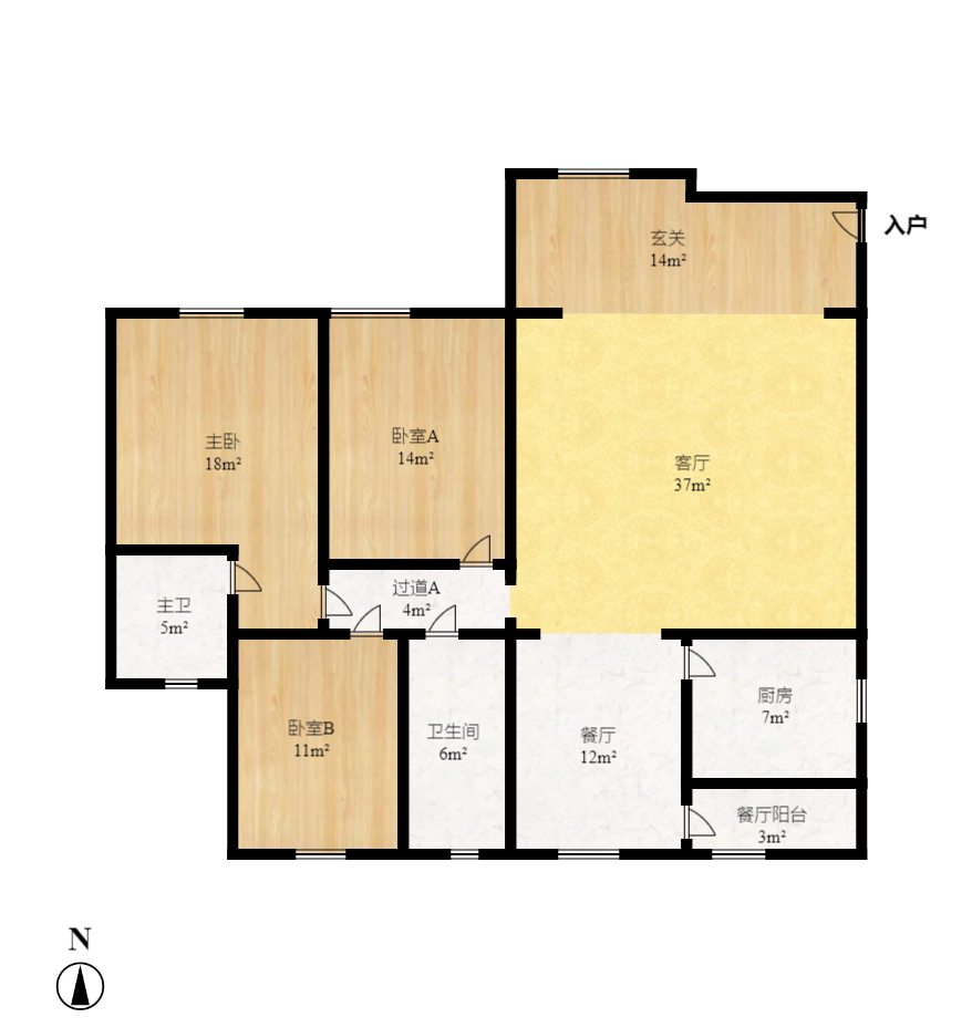 高信向日葵  3室2廳2衛(wèi)    170.0萬室內(nèi)圖1