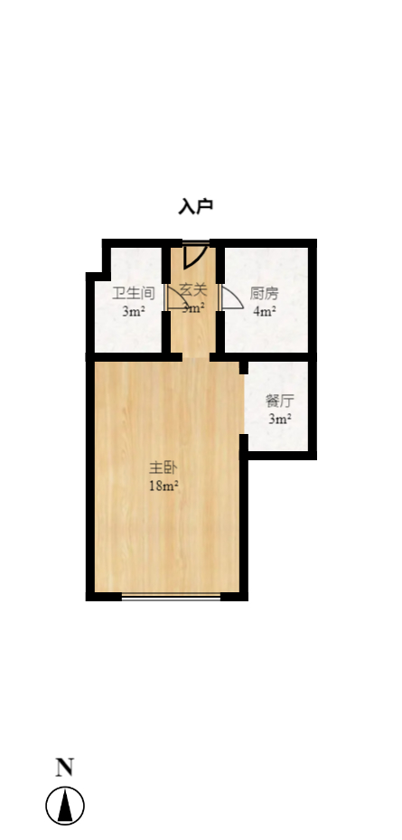 广泰锦苑  1室1厅1卫   1400.00元/月户型图