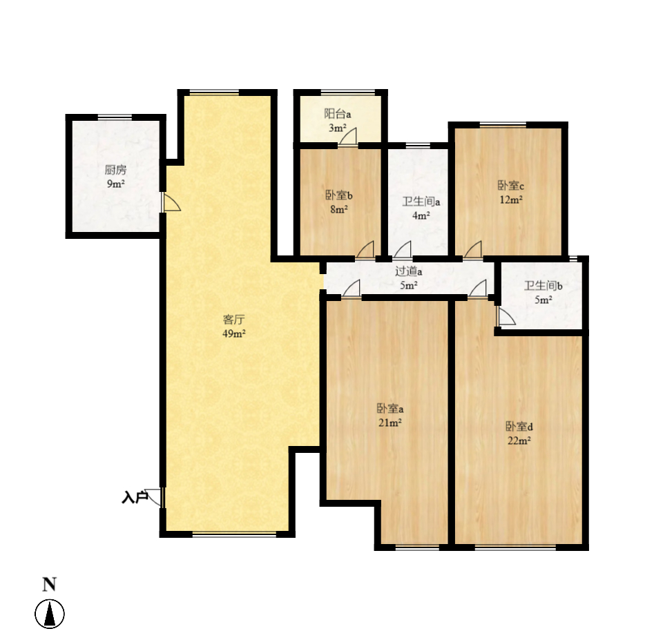 黑金时代广场 4室2厅2卫 2800.0元/月 黑金时代广场 4室2厅2卫 2800.0元/月户型图