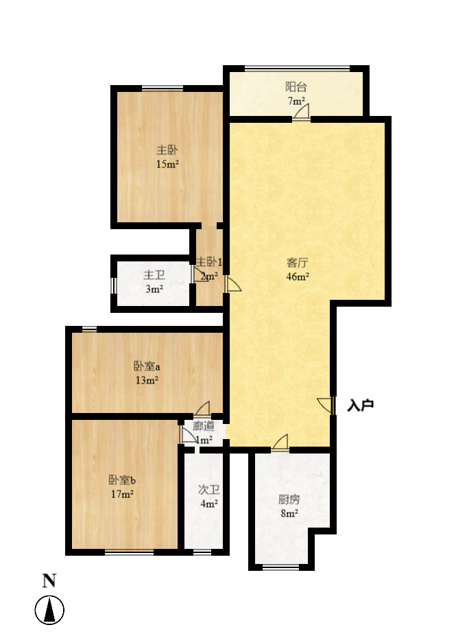 麓谷E家人 3室2厅2卫 2500.0元/月 麓谷E家人 3室2厅2卫 2500.0元/月户型图