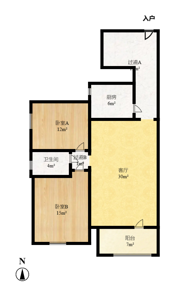 才子佳苑一期/二期  3室2厅1卫    2200.0元/月户型图