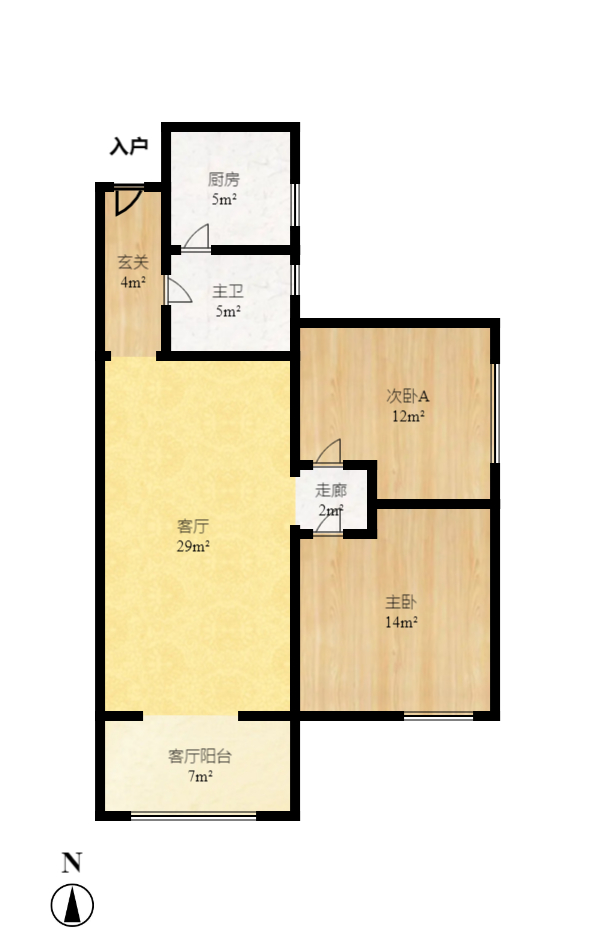 保利花园  2室2厅1卫   90.90万室内图1