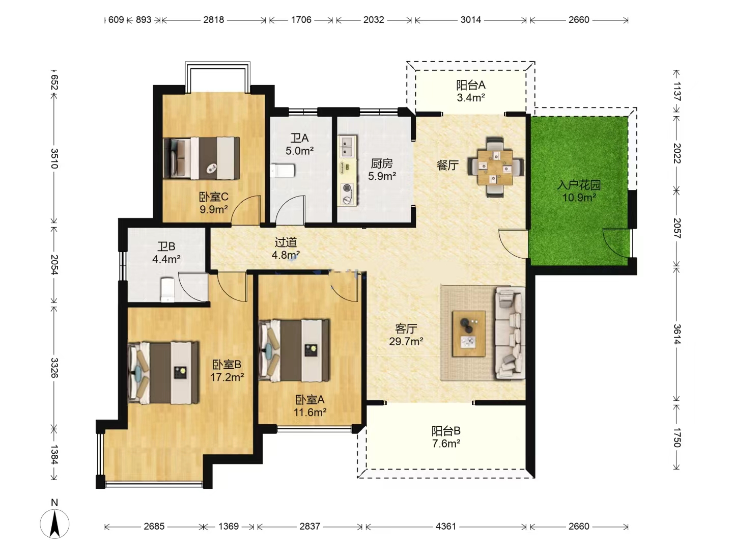 时代新城(翰林府) 3室2厅2卫 62.0万 时代新城(翰林府) 3室2厅2卫 62.0万室内图