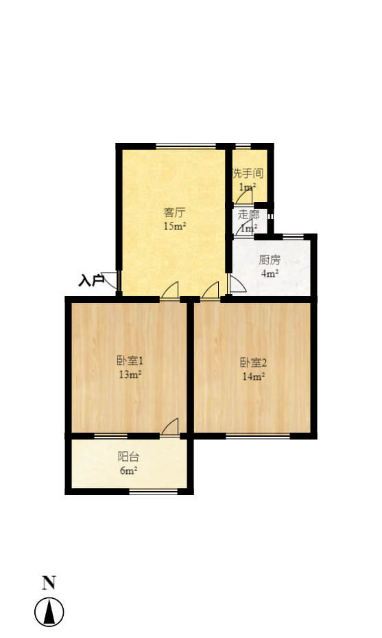 二十三冶小区（井巷社区）  2室2厅1卫    1500.0元/月户型图