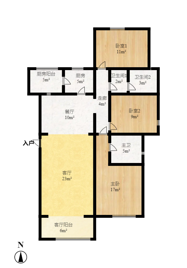 幸福里（幸福里一期）  3室2厅1卫    1800.0元/月户型图