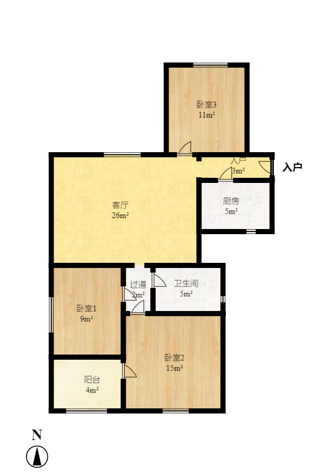滨江君悦香邸  3室2厅2卫   3000.00元/月户型图