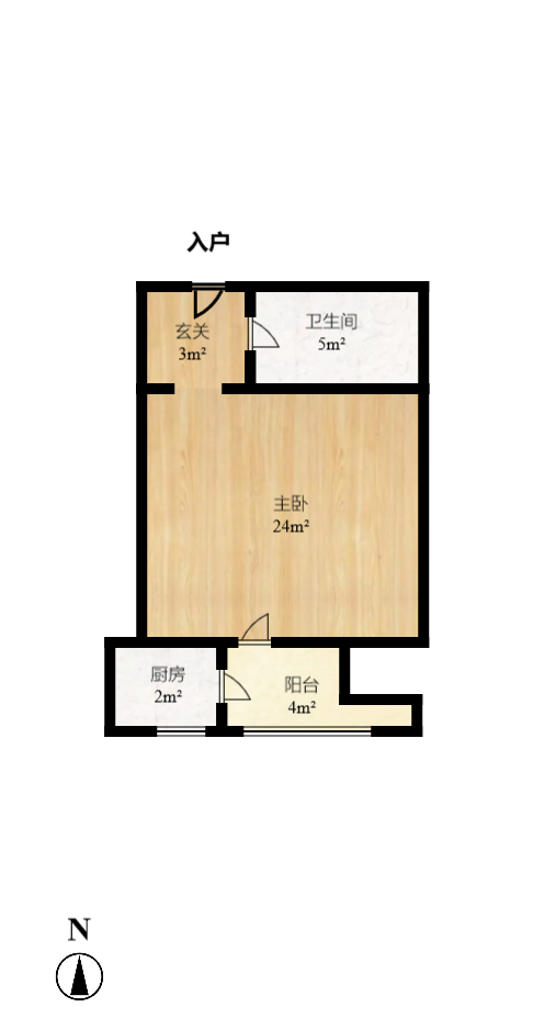 观湖公寓  1室1厅1卫   53.00万室内图1