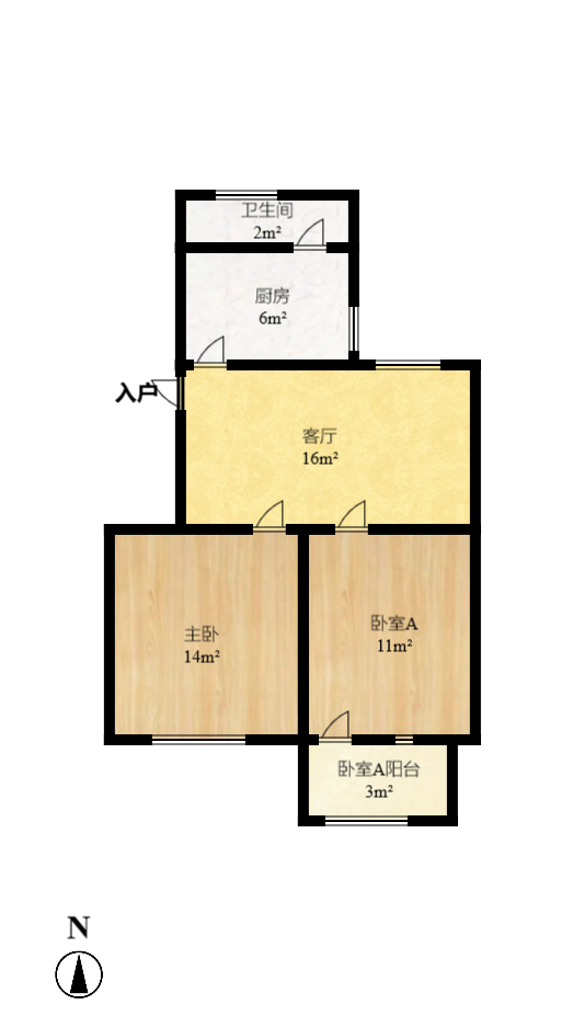 省少管所单位房  3室2厅2卫   2000.00元/月户型图