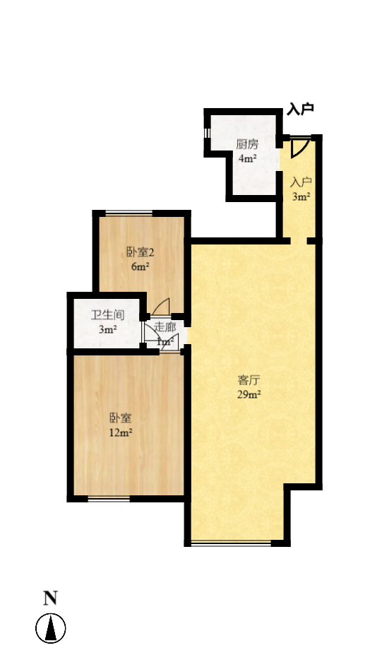 华天LOHO小镇 2室2厅1卫 1400.0元/月 华天LOHO小镇 2室2厅1卫 1400.0元/月户型图
