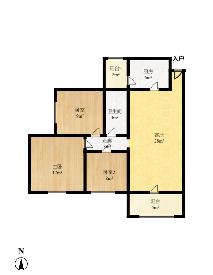 方略潇邦  3室2厅1卫    1400.0元/月户型图