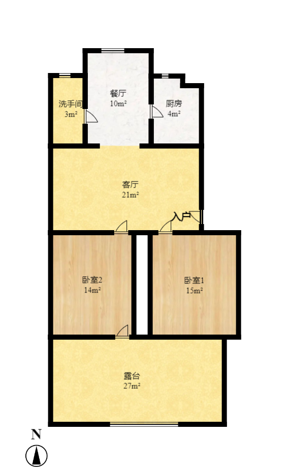 荷花园交通执法局宿舍  2室2厅1卫    2000.0元/月室内图1
