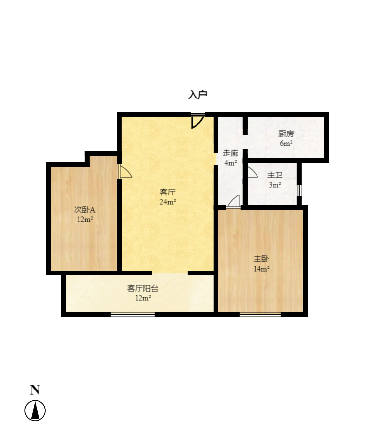 钱隆学府一、二期 2室2厅1卫 2300.0元/月 钱隆学府一、二期 2室2厅1卫 2300.0元/月户型图