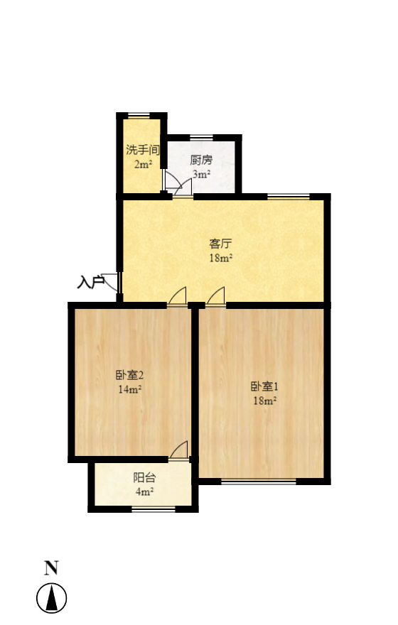 赤岗小区（一二三片）  2室2厅1卫   39.00万室内图1