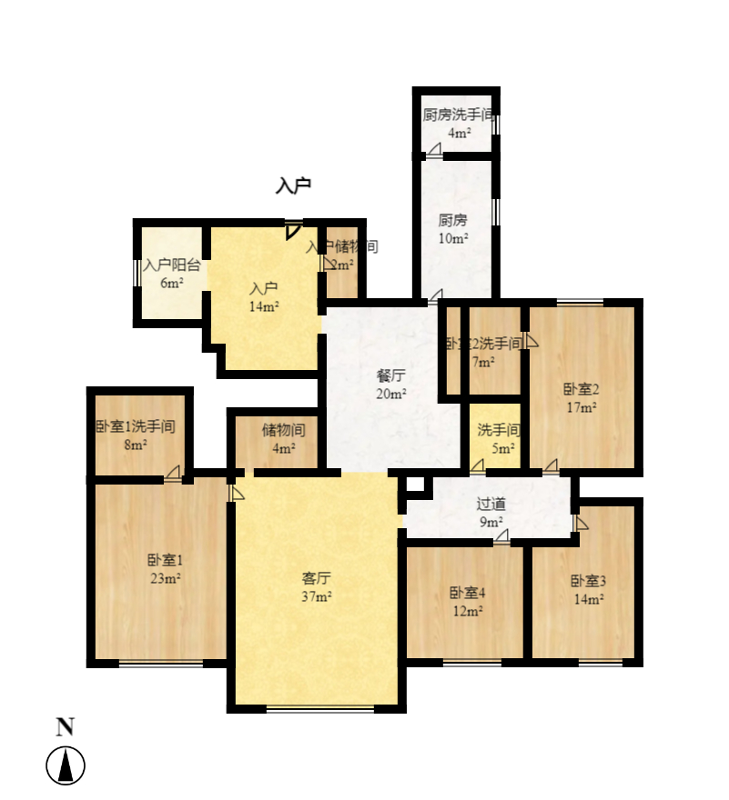 新世纪花苑  4室1厅1卫   5000.00元/月室内图1