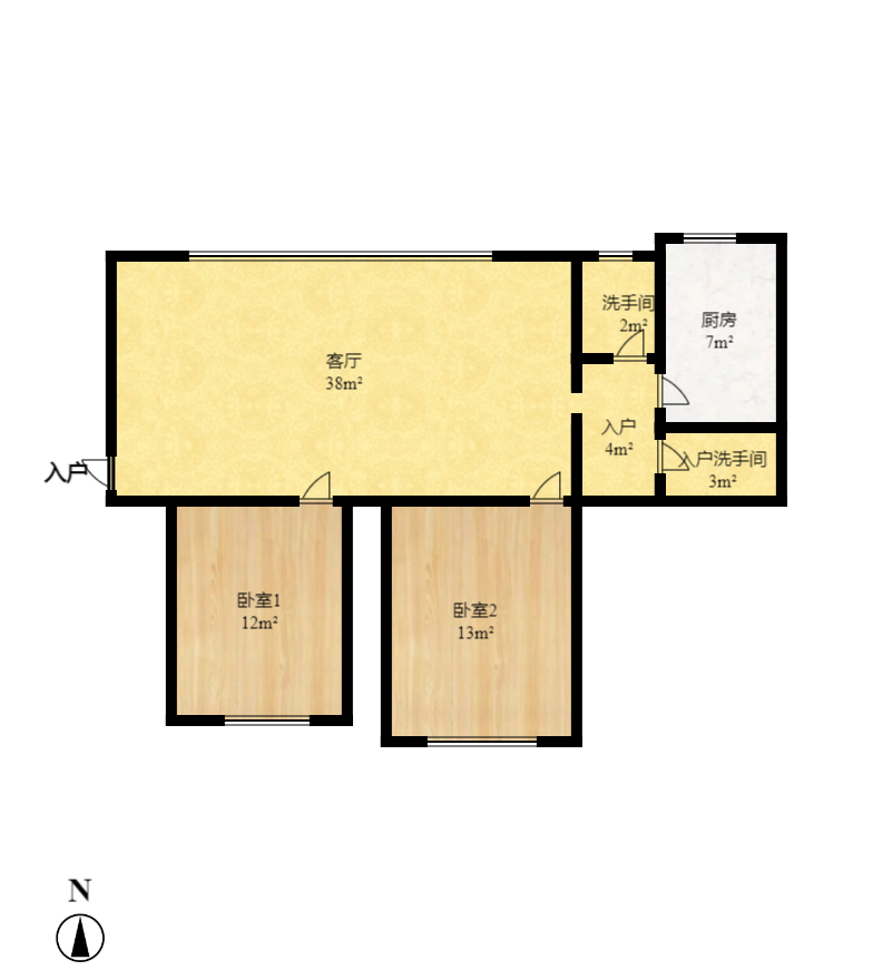 红旗社区  2室1厅1卫   1500.00元/月室内图1