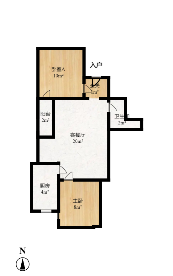 西铁馨寓（西铁领寓）  2室1厅1卫   1800.00元/月户型图