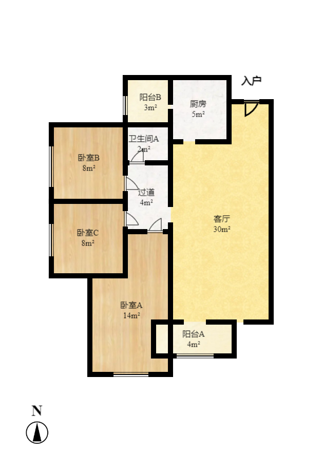高升时代广场(冠铭商务中心) 3室2厅1卫 2300.0元/月 高升时代广场(冠铭商务中心) 3室2厅1卫 2300.0元/月户型图