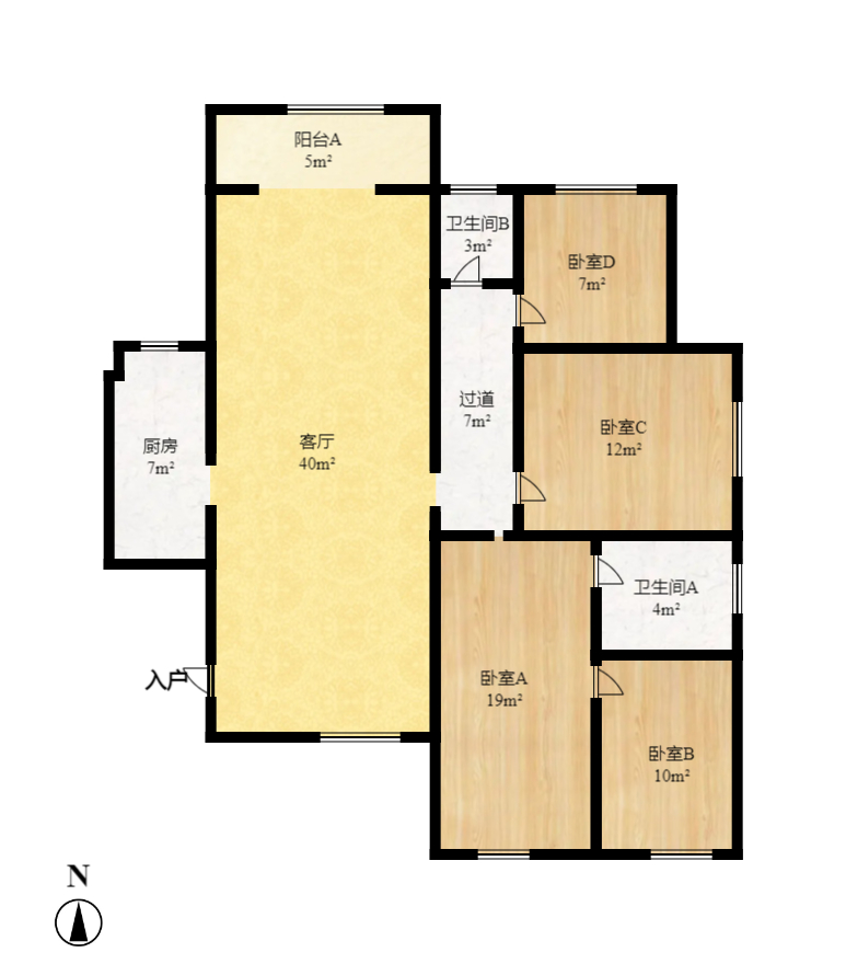 生活艺术城 4室2厅1卫 2100.0元/月 生活艺术城 4室2厅1卫 2100.0元/月户型图