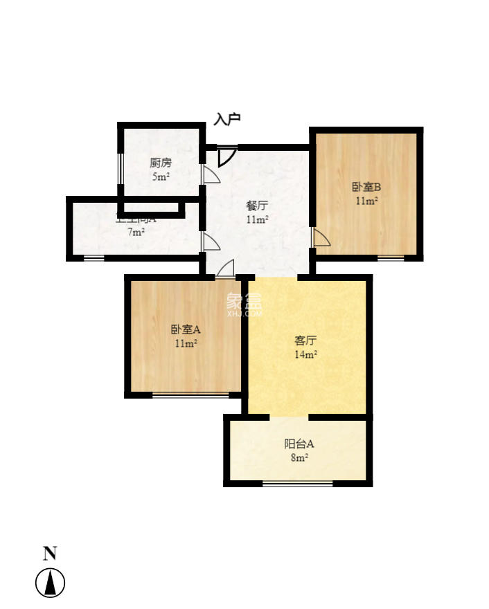 兴隆景苑 2室1厅1卫 1800.0元/月 兴隆景苑 2室1厅1卫 1800.0元/月户型图