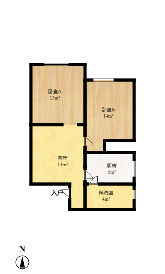 上林国际  2室1厅1卫    1800.0元/月户型图