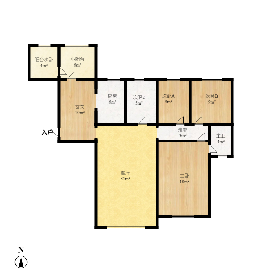 彩都公寓 3室2厅2卫 2000.0元/月 彩都公寓 3室2厅2卫 2000.0元/月户型图