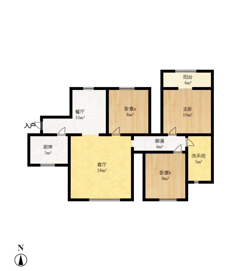 中房F联邦 3室2厅1卫 2500.0元/月 中房F联邦 3室2厅1卫 2500.0元/月户型图