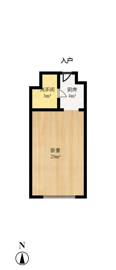 达美美立方  1室1厅1卫   2200.00元/月户型图