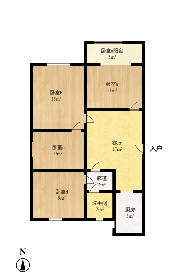 高盛华成 4室2厅1卫 2200.0元/月 高盛华成 4室2厅1卫 2200.0元/月户型图