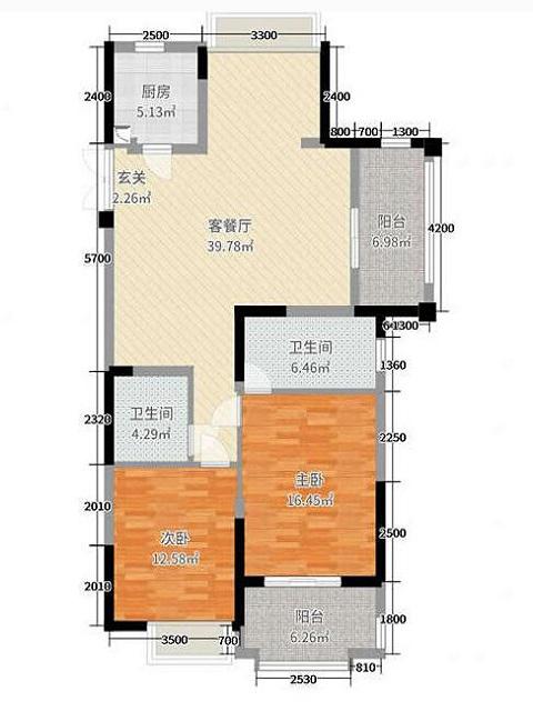 中建岳阳中心  1室1厅1卫   1600.00元/月室内图1