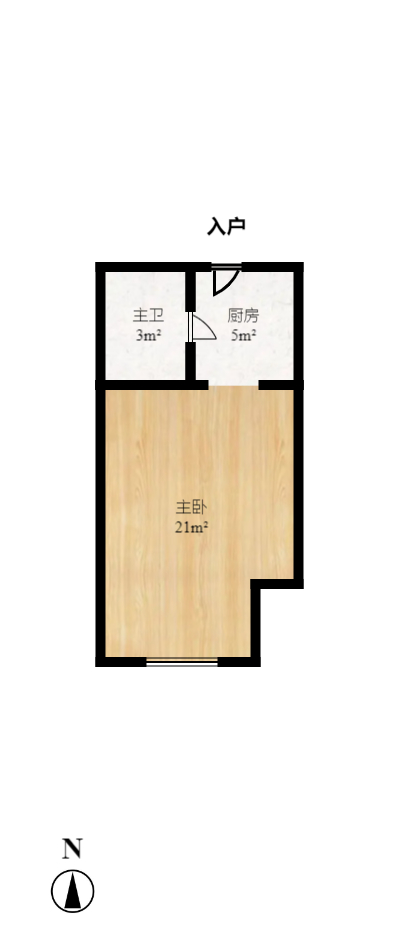 五江天街北区  1室1厅1卫   1400.00元/月户型图
