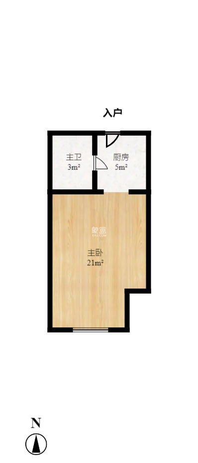 五江天街北区  1室1厅1卫   1550.00元/月室内图1