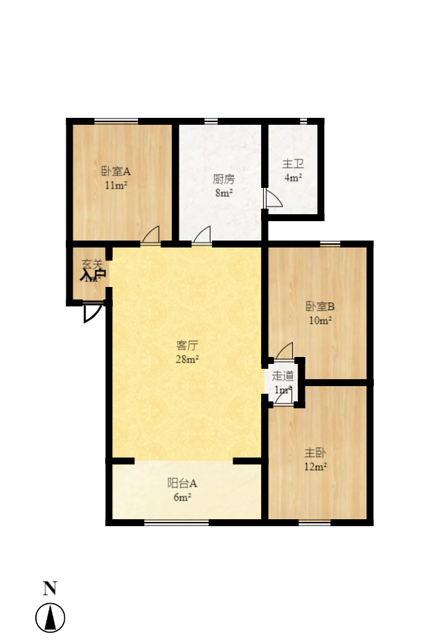 天心区教师村宿舍 3室2厅1卫 1900.0元/月 天心区教师村宿舍 3室2厅1卫 1900.0元/月户型图