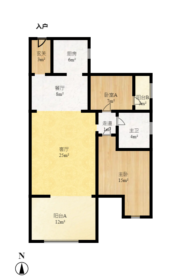 华盛世纪新城  1室2厅1卫   1800.00元/月室内图1