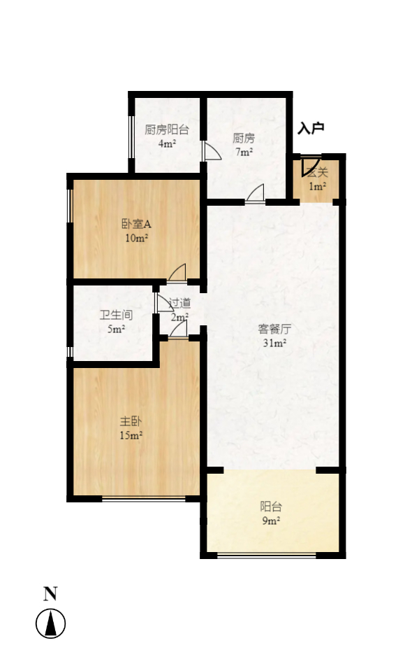 恒大华府 2室2厅1卫 1800.0元/月 恒大华府 2室2厅1卫 1800.0元/月户型图